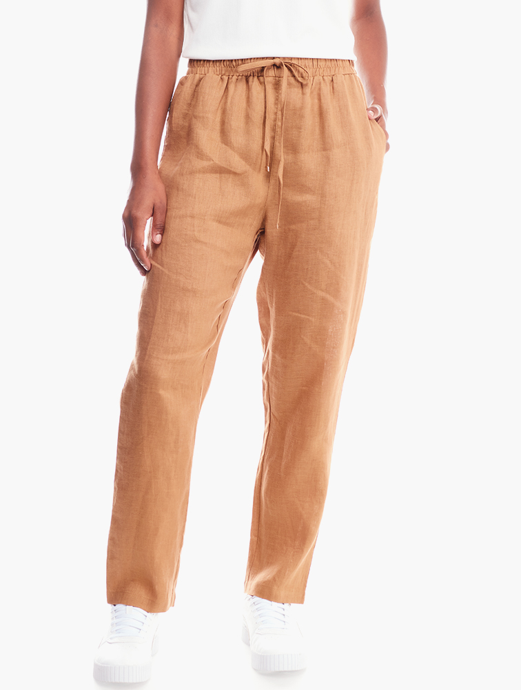 MyRunway | Shop Polo Brown Linen Pants for Women from MyRunway.co.za